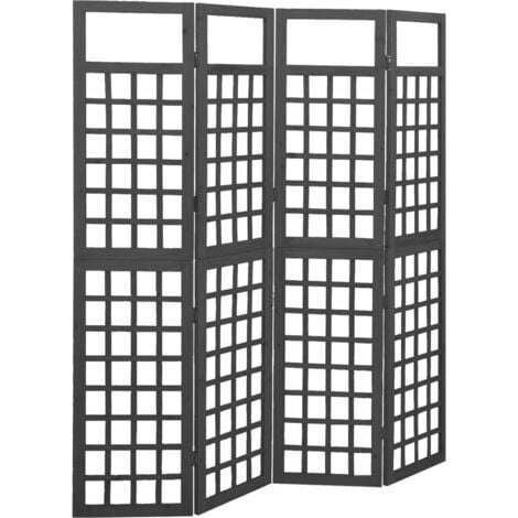 4-Panel Room Divider/Trellis Solid Fir Wood Black 161x180 cm vidaXL