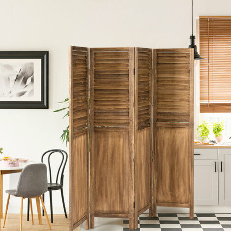 main image of "4 Panel Wood Screen Portable Folding Partition Screen Home Office"