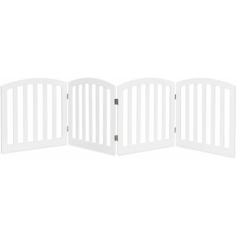 4-Panel Wooden Dog Gate Freestanding Pet Fence Baby Folding Safety Barrier