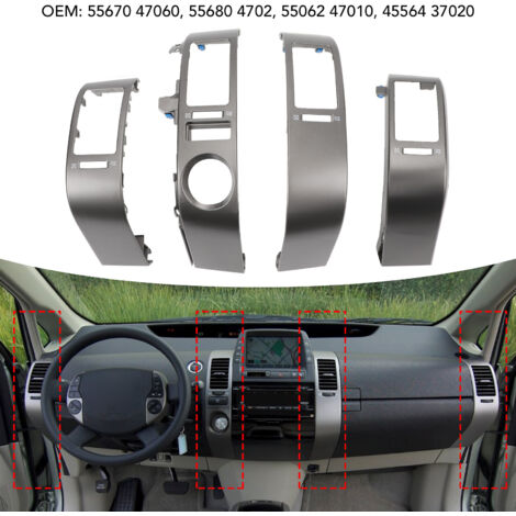 4 paneles cromados de ABS para las rejillas de ventilación centrales del Prius 2004-2009 - Interior Refinement