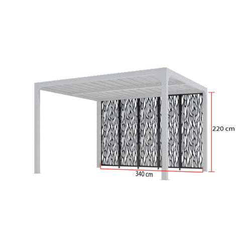 4 Paneles de Moucharabé de Acero para Lado de 3,6 m para Pérgola para 3630