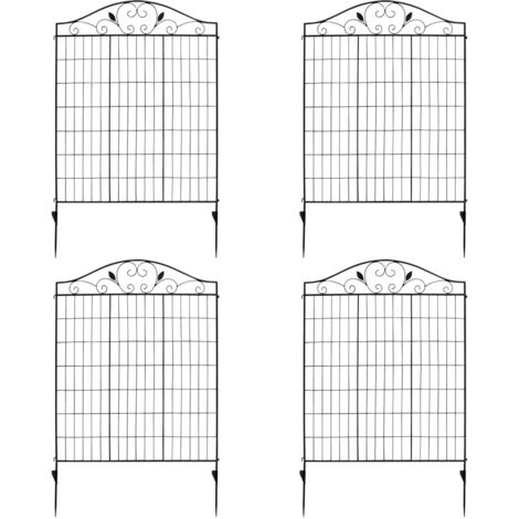 4 Panels Steel Decorative Garden Fence Folding Wire Patio Fences Interlockable