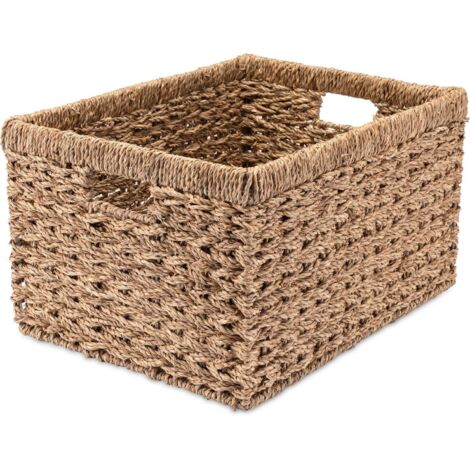 4 Panier De Rangement En Jonc De Mer, Cadre Métal Stable, Pour Étagère Cuisine Salle De Bain