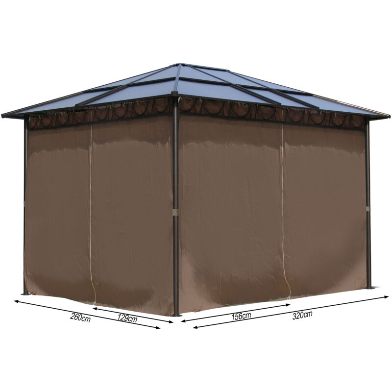 4 panneaux latéraux pour pavillon Hardtop 3x3.6m Set de panneaux latéraux rideaux d'intimité
