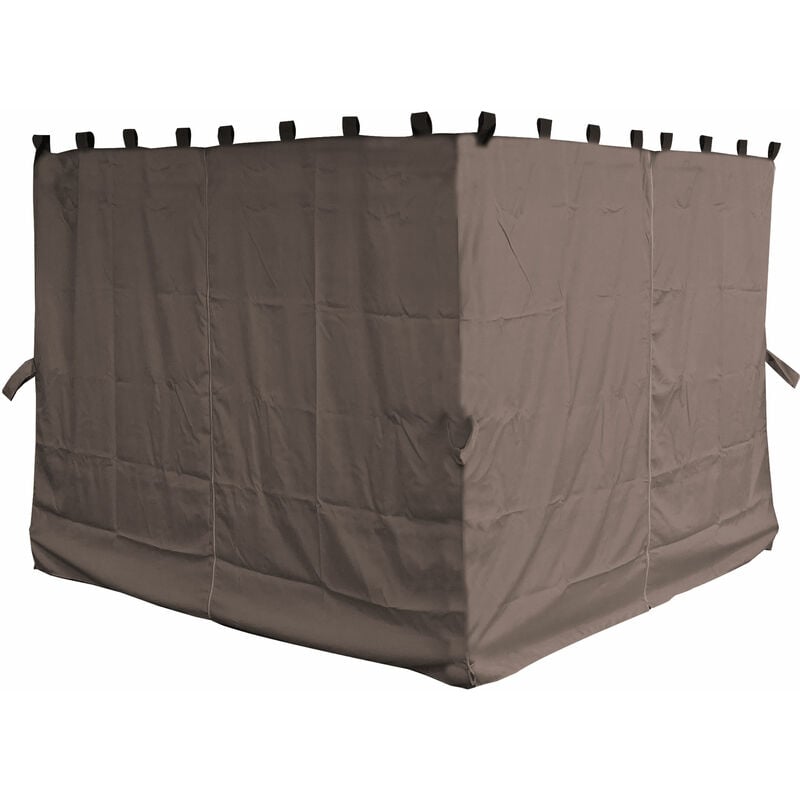 Quick-star - 4 Panneaux latéraux avec fermeture éclair 260x195cm brun-gris pour Gazebo 3x3m