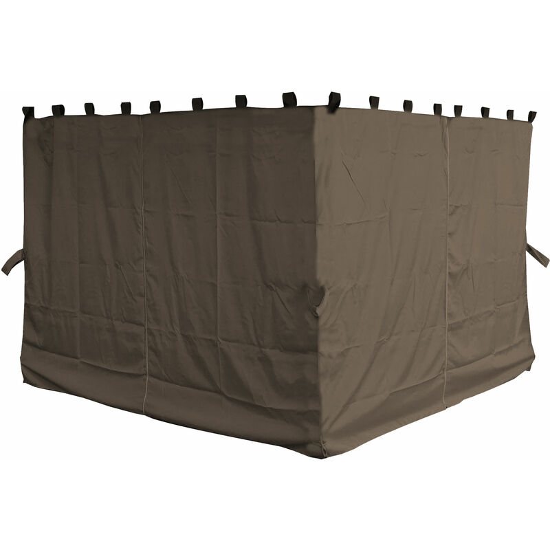 Quick-star - 4 Panneaux latéraux avec fermeture éclair 300x195cm brun-gris pour Gazebo 3x4m
