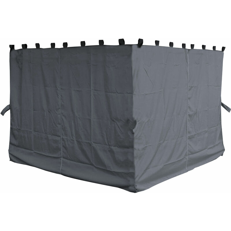 Quick-star - 4 Panneaux latéraux avec fermeture éclair chacun 300x195cm Gris pour Gazebo 3x4m Nizza