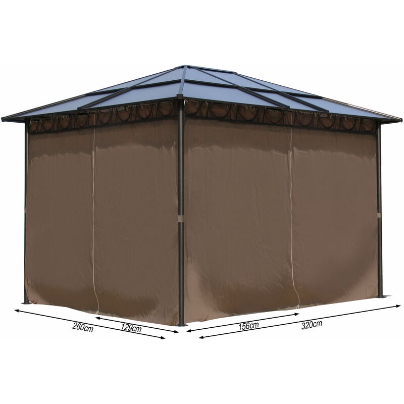 4 panneaux latéraux pour pavillon Hardtop 3x3.6m Set de panneaux latéraux rideaux d'intimité