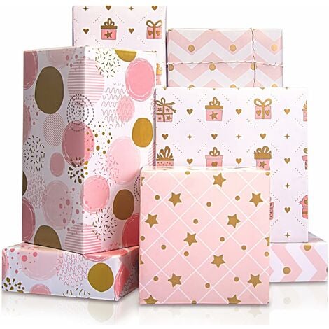 4 Papier Cadeau Rose, Emballage Cadeau Papier Anniversaires, Papier Cadeau  Enfant Fille, Papier D'Emballage pour Anniversaire, Vacances, Mariage, Noel,  Cadeau de Naissance