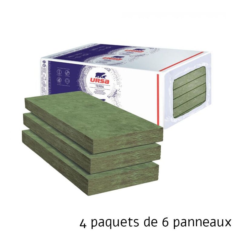 4 paquets de 6 panneaux Laine de verre PNU32 nu - Panneau 4.86 m² - 101 mm - r 3.15 - Soit 19,44 m² Ursa