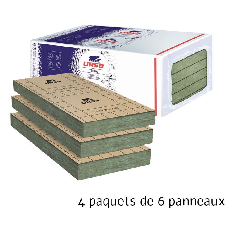 4 paquets de 6 panneaux Laine de verre s.r prk 32 Revêtu - Panneau 4.86 m² - 101 mm - r 3.15 - Soit 19,44 m² Ursa