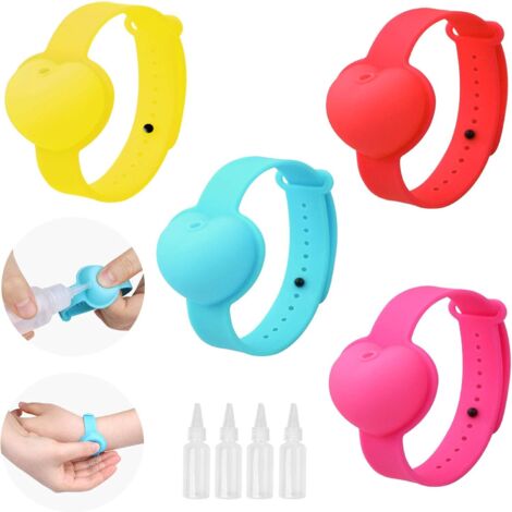 4 paquets de bracelet rechargeable en silicone désinfectant pour les mains,