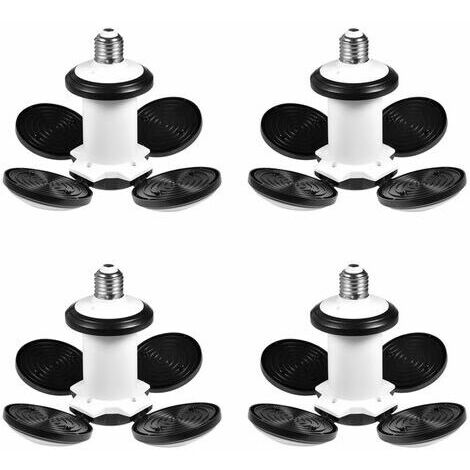 4 Paquets Éclairage Garage, 60W LED Garage E27 E26 Lampe Atelier Déformable à 4 Panneaux Ajustables Super Brillant Plafonnier LED pour Garage,Entrepôt,Cuisine 2800K-3200K(Lumière Blanche Chaude)