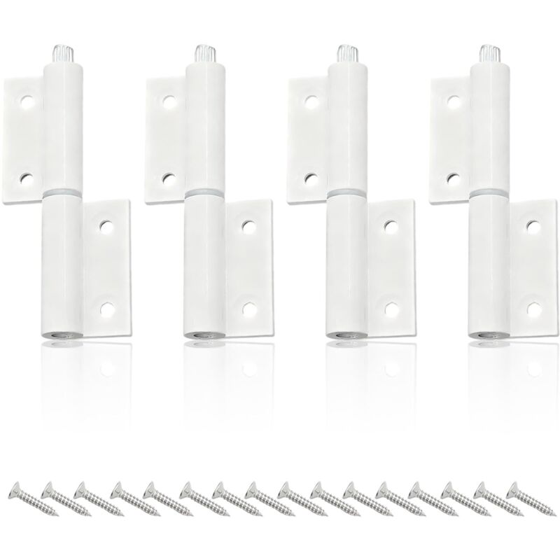 4 pares de bisagras blancas para puertas, bisagras de aluminio de alta resistencia, bisagras con 24 tornillos, para puertas, armarios y ventanas.
