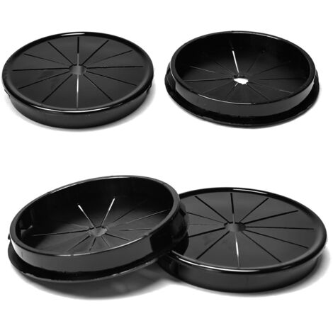 4 passe-câbles, clips de 75 mm de diamètre, passe-câbles ronds en nylon pour câbles de bureau, noirs