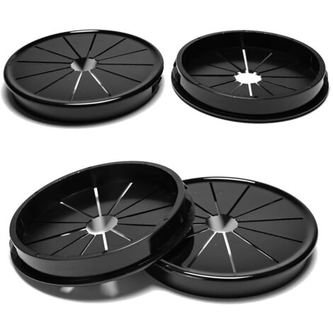 4 passe-câbles, clips de 80 mm de diamètre, passe-câbles ronds en nylon pour câbles de bureau, noirs