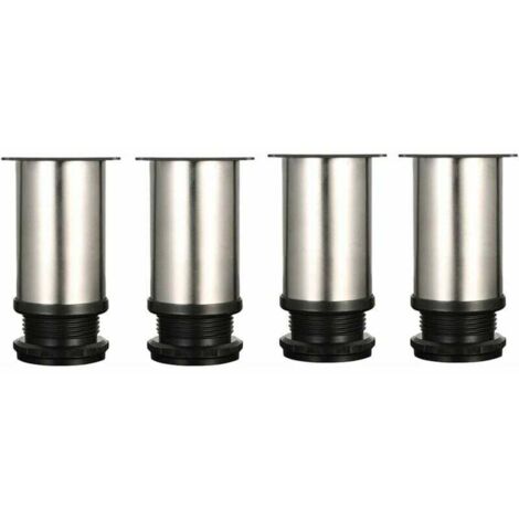 4 patas ajustables de 8 cm de altura para gabinetes, mesas y muebles, de acero inoxidable cepillado, altura ajustable de 0 a 15 mm, con tornillos de acero inoxidable.