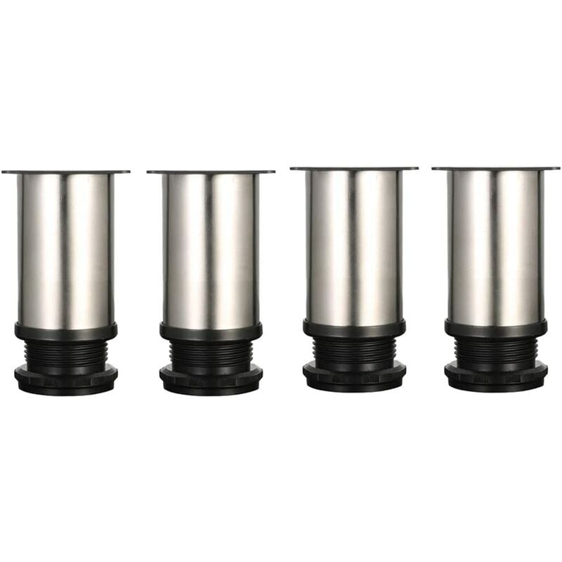 

4 patas ajustables de 8 cm de altura, patas de armario gruesas, patas de mesa, patas de muebles, acero inoxidable cepillado, altura ajustable de 0 a