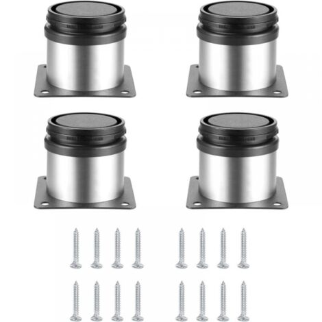 4 patas ajustables para muebles, patas de mesa ajustables en altura de metal, patas para muebles de cocina, patas para muebles, estantes, mesa de acero inoxidable, con tornillos (50X50MM, plateado)