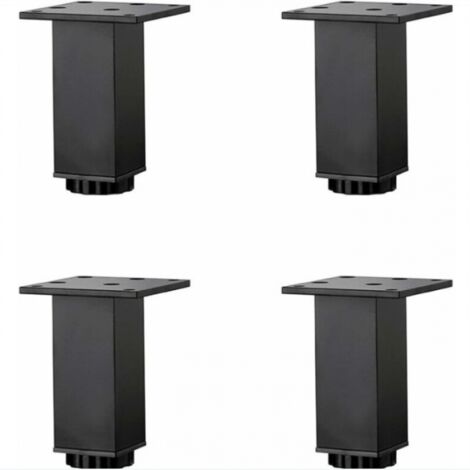 4 patas de aleación de aluminio ajustables en altura (15 cm), para muebles, sofás, mesas de centro, lavabos y armarios de baño, 5-40 cm, color negro mate, con tornillos.