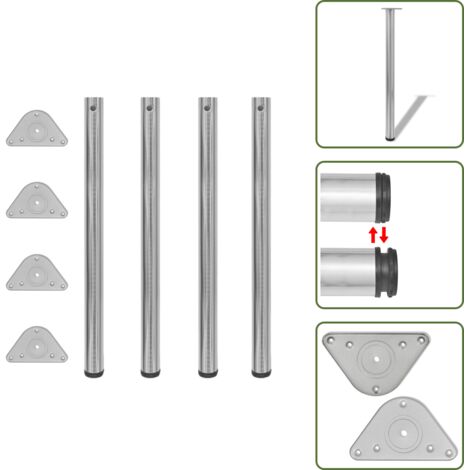 4 Patas de mesa ajustables en alturas 870 mm color níquel pulido - Patas de mesa de hierro