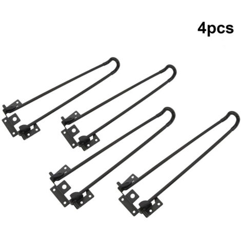 4 patas de mesa plegables de horquilla, patas de soporte de dos varillas de metal negro resistente, accesorios de bricolaje para muebles, patas de banco/mesa de ordenador, altura 51 cm. DEBUNS