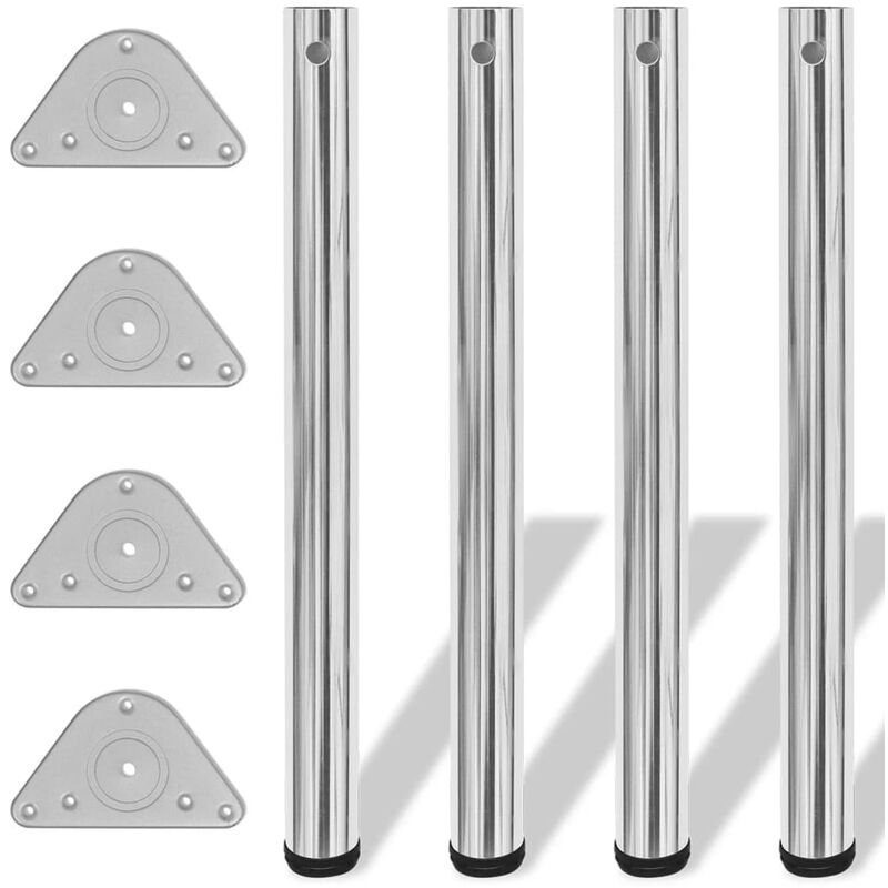 

4 Patas de Mesa Regulables en Altura 710 mm (Color Cromo) - Plateado