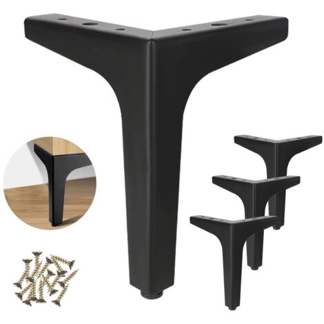 4 Patas de Mueble Triangulares de Metal, 10cm para Sofá Silla Cama Armario, Soporta hasta 800kg (Negro)