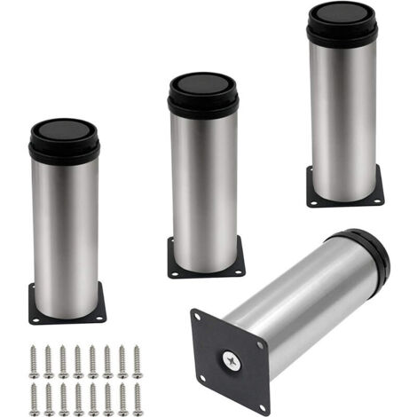 4 patas de muebles ajustables de 15 cm, patas de metal para mesa, silla, armario, cama con tornillos