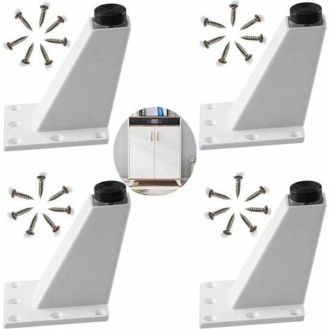 4 patas de muebles de aleación de aluminio blanco, ajustables, hipotenusas, para sofá, sillón, mesita de noche, armario, con tornillos, fáciles de instalar (8 cm)