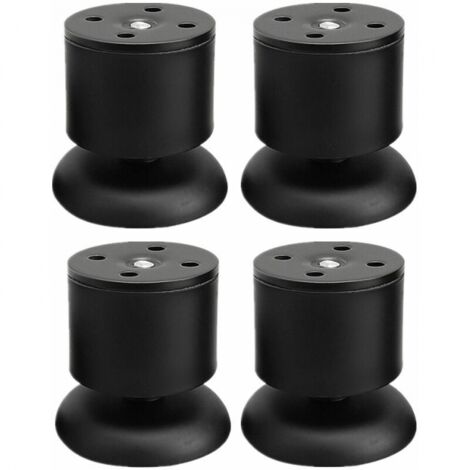 4 patas negras – Patas de mesa de acero inoxidable ajustables de 6 cm para muebles con tapete de goma