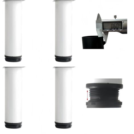 4 patas para muebles, patas ajustables de acero inoxidable, patas para muebles de baño, patas para muebles de oficina, patas para muebles de cocina, altura ajustable de 0 a 15 mm, 16 tornillos de acer
