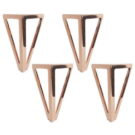 4 patas triangulares de metal para mesa de 15 cm, estilo moderno, para armarios, sofás y camas, color rosa
