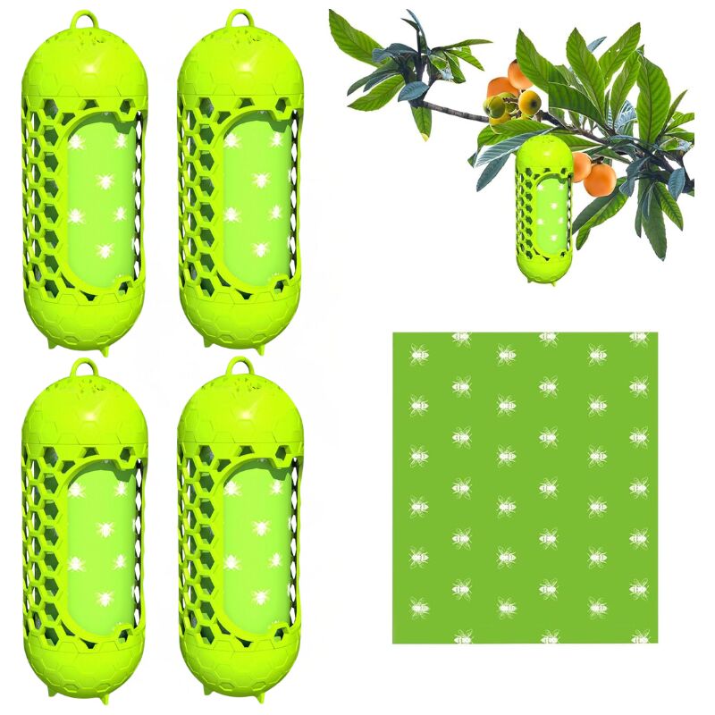 KZQ - 4 pc Piège à guêpes d'extérieur, attrape-guêpes réutilisable, piège portable sûr et efficace pour terrasse, pique-nique, verger, ferme, jardin,