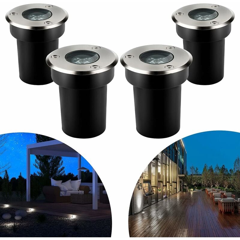 4 pcs 1W Spot led Encastrable Exterieur Rond led Neutral White éclairage de Chemin Jardin éclairage Encastré pour Sentier Pont Patio Jardin Paysage