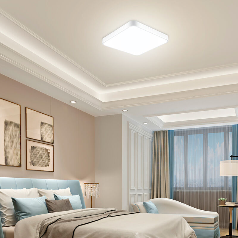 4 PCS 24W Ultra Thin Square LED Niedrige Deckenleuchte Badezimmer Küche Wohnzimmer Lampe Tageslicht / Warmweiß Dimmbar