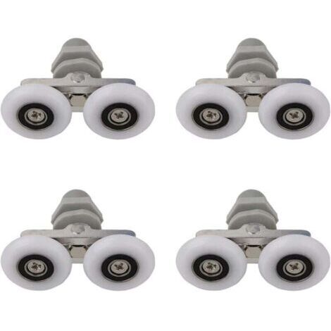 4 PCS 25mm Roulettes Doubles pour Porte de Douche Roulettes pour Porte de Douche Roulettes Coulissantes Porte Salle de Bain Douche Rouleau de Douche de Rechange,Pièces de rechange pour salle de