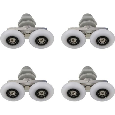 4 PCS 25mm Roulettes Doubles pour Porte de Douche Roulettes pour Porte de Douche Roulettes Coulissantes Porte Salle de Bain Douche Rouleau de Douche de Rechange,Pièces de rechange pour salle de bain