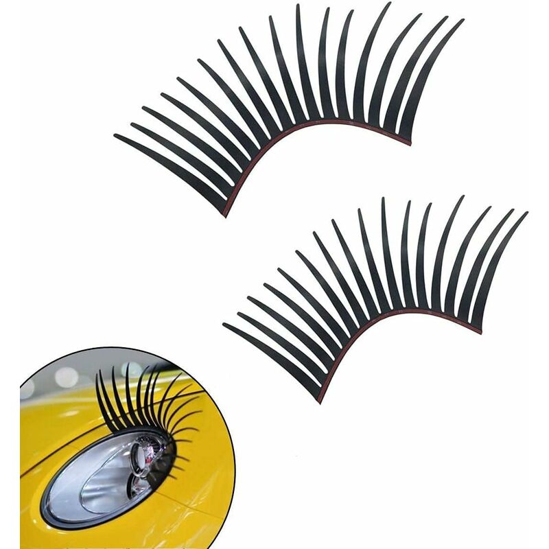 Csparkv - 4 Pcs 3D Universel Cils Pour Voiture Sourcils DÉCoratifs Pour Phares Avant Noir