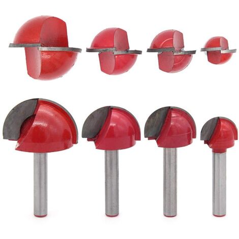 4 Pcs 6mm Tige Routeur Core Box Bits CNC Fraise à Rainure Ronde Outils à Bois 16mm/22mm/25mm/32mm
