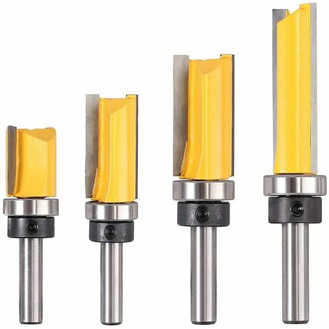 4 Pcs 8mm Routeur de Fraise à Bois Fraise a Copier Tige Affleurant Cutter Copie Routeur Routeur Routeur Rainure Cutter Tige Coupe Acier