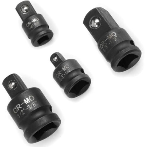 4 pcs adaptateur douille, 3/8 vers 1/4, 1/4 vers 3/8, 1/2 vers 3/8, 3/8 vers 1/2, acier chrome - molybdène(CR-MO), reducteur carre, raccord douille, adaptateur cliquet