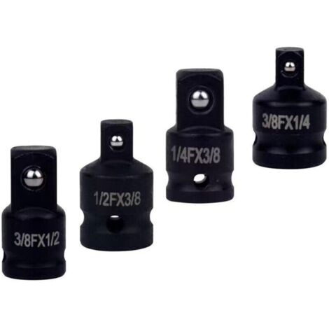 4 PCS Adaptateur Douille. de Prise Polyvalents pour Clé à Chocs - 1/4 à 3/8. 3/8 à 1/4. 3/8 à 1/2. 1/2 à 3/8 - Acier Chrome-Molybdène Robuste - Accessoires de Clé à Douille et d'Angle