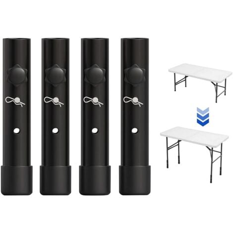 LINGHHANG 4 Pcs Adjustable Table Leg Risers 20cm Black Table Leg Extensions for Folding Table