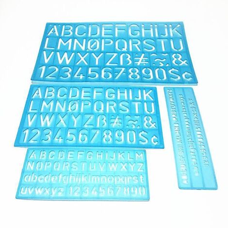 4 Pcs Alphabet Letter Stencil, Number & Letter Stencil Pochoirs Numriques Rutilisables Rgle En Plastique Pour Modle De Dessin Pour Enfants Peintur