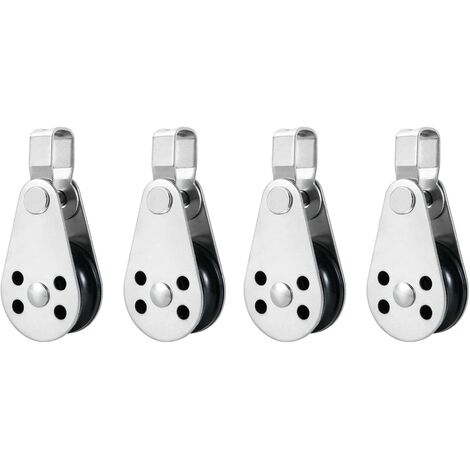 4 Pcs Bloc De Poulie En Acier Inoxydable Poulie De Bateau 25mm Poulie De Câble Poulie De Levage Solide Bloc De Poulie Pivotante Poulie À Crochet Pour Canoë Kayak Marin MINKUROW
