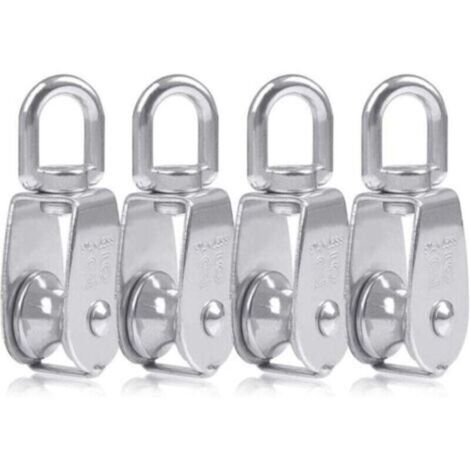 4 Pcs Blocs Monobloc en Acier Inoxydable 304, Grue pour Poulie M25, Charge Pivotante de 150 kg