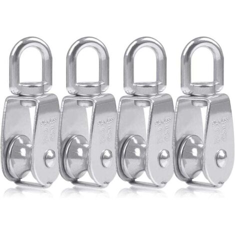 4 Pcs Blocs Monobloc en Acier Inoxydable 304, Grue pour Poulie M25, Charge Pivotante de 150 kg