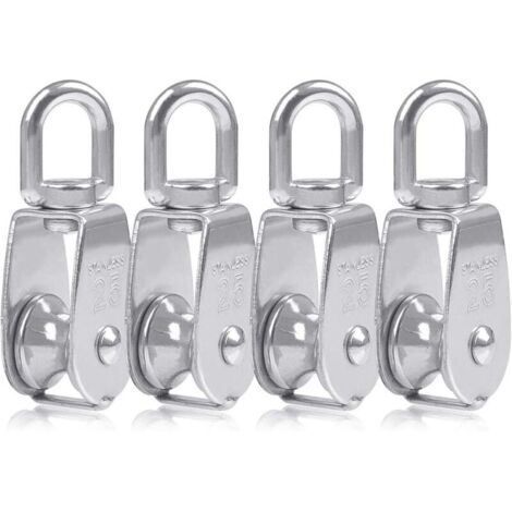 4 Pcs Blocs Monobloc en Acier Inoxydable 304, Grue pour Poulie M25, Charge Pivotante de 150 kg
