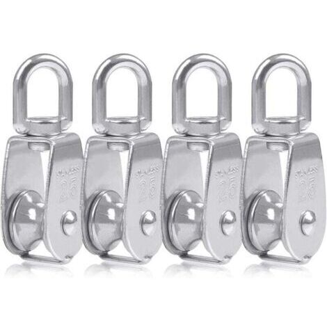 4 Pcs Blocs Monobloc en Acier Inoxydable 304, Grue pour Poulie M25, Charge Pivotante de 150 kg